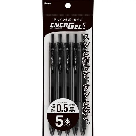 Pentel Caneta Esferográfica Gel Ink Energel S 0,5mm Preto Eixo XBLN125-A5 Preto [Enviado diretamente do Japão]