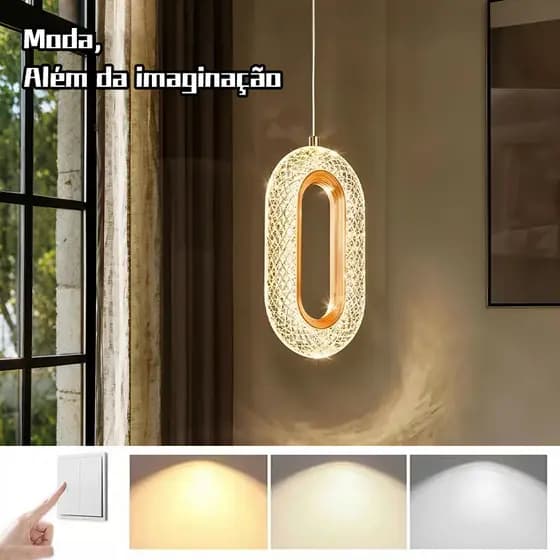 Lustre De Cristal Oval Dourado Ajustável De Três Cores Com Design Moderno , 110V-220V