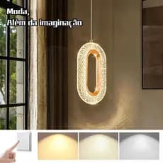 Lustre De Cristal Oval Dourado Ajustável De Três Cores Com Design Moderno , 110V-220V