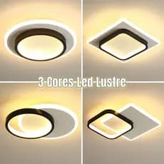 Luminária de LED de sobrepor redonda Bivolt 31W 3 em 1 com luz central dupla
