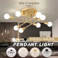 Lustre Moderno Lâmpada De Teto Semi-Embutida Iluminação De Ouro Antiga Nórdica