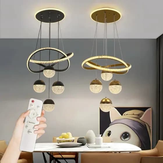 110V-220V Lustre Controle Remoto Lustre De Teto Com Destaque LED De 3 Cores De luz quarto moderno