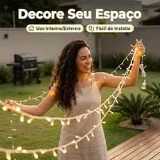 Led De 8 Funções 100 Branco Quente , Adequado Para Decoração De Festa/Natal 10 Metros-110/220v