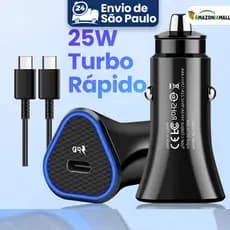 Carregador de celular entrada de energia para carro USB Turbo carregamento rápido de 25 W