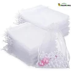 Kit 10/20/50/100 Embalagem Organza 7x9 9x12 10x15 Branco para Presentes