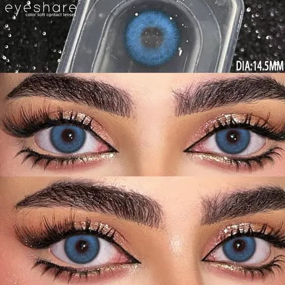 EYESHARE Azul natural 1 Par De Lentes De Contato Coloridas Com Estojo Para Uso Anual , Alunos De Beleza , Envio Rápido D