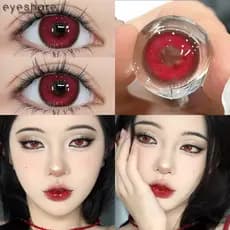 EYESHARE Envio Do Brasil 1 Par De Lentes De Contato Coloridas Vermelhas Azuis Rápido Anual