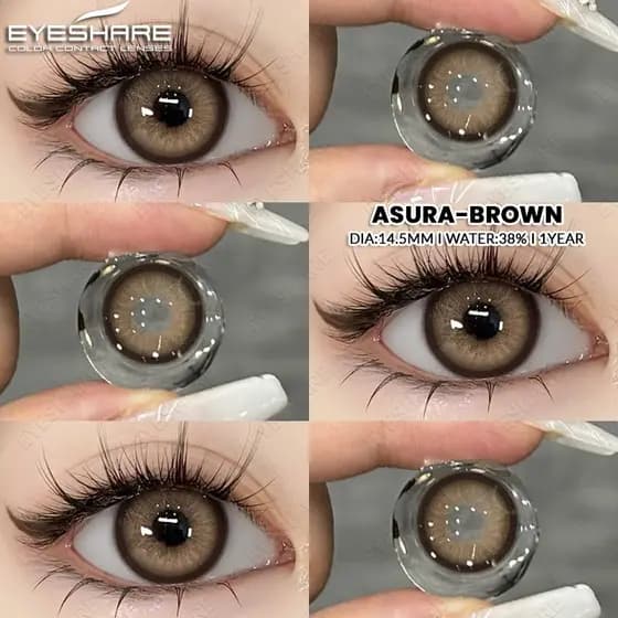 Eyeshare ASURA Lente De Contato Marrom 1 Par Natureza Olhos Grandes Cor Anual Softlens Transporte Rápido