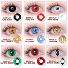 Eyeshare 2 Peças Lentes De Contato Coloridas De halloween anime cosplay Multicoloridas Branco Preto Vermelho Envio Rápid