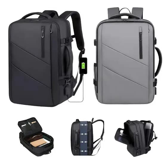 Mochila de Viagem Expansível Impermeável, Mala de Mão para Avião