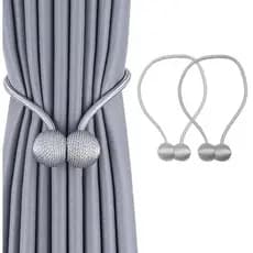 KIT2/KIT4Cortina magnética com prendedor de cortina, corda decorativa de tecido com pérola