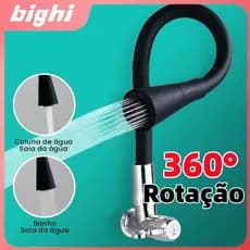 Torneira para Cozinha Gourmet Preta 360° Giratória - 2 Jatos, 1/4 Volta, Instalação em Pia/Mármore