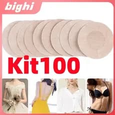 Kit com 100 Adesivos Invisíveis para Mamilos - Tampa Redonda Descartável para Mulheres