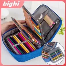 Estojo 72 Pens Escolar Box Nylon Com Alça Feminino/Masculino Organizador Com Divisórias Zíper Infantil