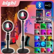 Lâmpada Pôr do Sol com Controle via App Luz Noturna USB 16 Cores Ajustáveis para Decoração de Quarto