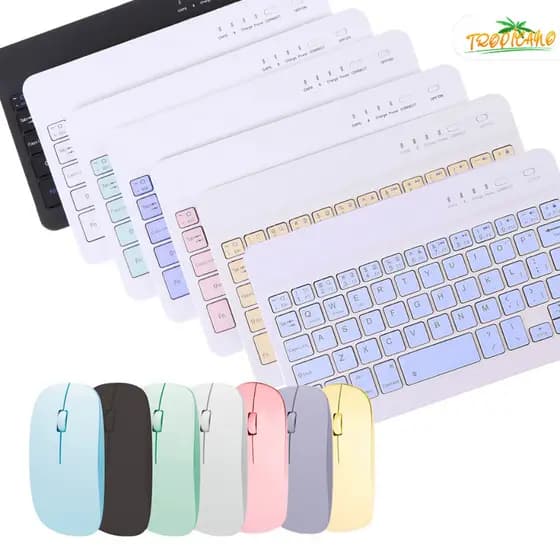Teclado e teclado sem fio Bluetooth Macaron Color mousepad , adequado para PC, iPad, Tablet PC e Laptop