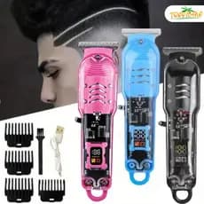 Barbeador profissional inteligente LCD transparente sem fio barbeador elétrico masculino