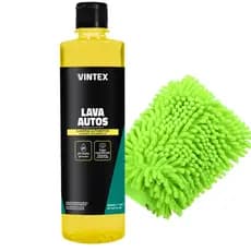 Kit Lava Autos Vintex 500ml + Luva de Microfibra Premium para Lavagem Automotiva | Shampoo Automotivo pH Neutro Super Co