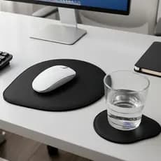 MousePad DeskPad Personalizado Couro Sintético Para Mouse Escritório Office + Porta Copos