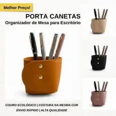 Porta Canetas Personalizado Couro Ecológico Minimalista Organizador Mesa Escritório