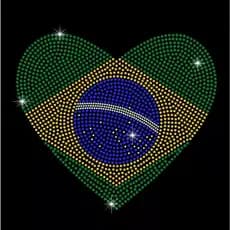 Cartela Bandeira do Brasil Strass Hotfix Termocolantes 3mm Folha BRASIL