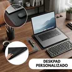 Deskpad Personalizado a Laser 45x33cmCouro Sintético Para Notebook Escritório Office Base Antiderrapante