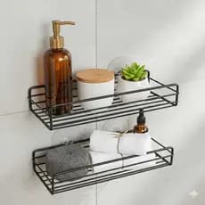 Prateleira Para Banheiro Lavanderia Cozinha Quarto Adesiva Decorativa Organizadora 27CM Preto