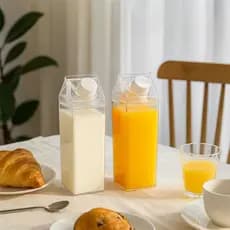 Garrafa Transparente Em Formato Caixa Leite Portátil Geladeira -1000ml