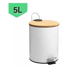 Lixeira 5 Litros ou 3 Litros com tampa de bambu pedal com alça cesto removível diversos modelos