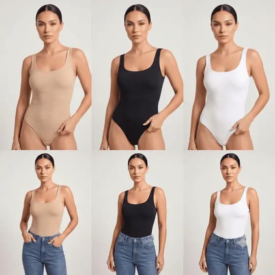 Kit 3 Body Feminino Slin E Plus Modelo Regata Decotado Premium