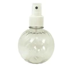 🧴 Garrafa PET Spray Redonda Transparente 250ml  Válvula Branca Formato Bola Esferica Com Relevo💦