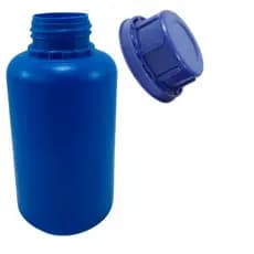 KIT  FRASCOS 500ml REDONDO COR AZUL  C/ T. AZUL  - PEAD P/ AGRO, QUÍMICO, TINTAS, INSUMOS, LIMPEZA, ESSÊNCIAS, RESINAS