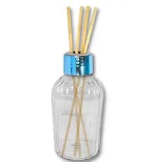 Frasco 70mL Alto relevo Aromatizador PET  Cristal  + Tampa Azul + 4 Varetas Lembrancinha - 1UN