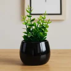 Vaso de Cerâmica Decorativo com Planta Artificial | Minimalista para Casa e Escritório