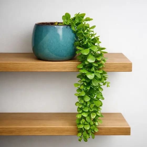 Vaso Decorativo Cerâmica Azul com Planta Pendente Artificial - Moderno para Sala, Escritório e Home Office