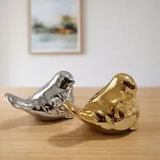 Passarinho Decorativo Porcelana Rose Gold, Dourado ou Prata – Enfeite para Mesa, Sala e Presentes