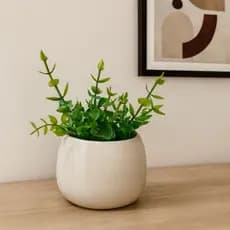 Vaso de Cerâmica com Planta Artificial | Decorativo Minimalista Moderno