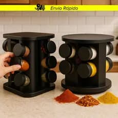 Porta Temperos 12 6 Potes Giratório Profissional Tampa Dosadora Condimentos Envio Imediato