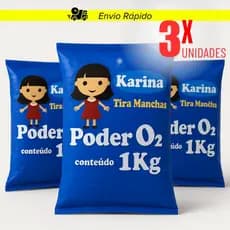 Kit 3/2/1 Tira Mancha Pó de Lavagem Karina O2 1kg Limpeza Profunda para Roupas PROMOÇÃO