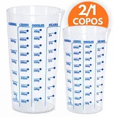 Kit 2/1 Copo Plástico Graduado Dosador Receitas Copo Medidor 500ML Cozinha Medidas Receita Graduado