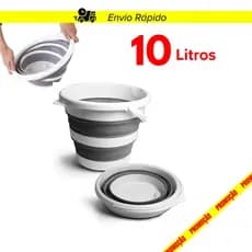 Balde Retrátil 10 Litros Cinza Fácil de Guardar Alça e Gancho de Parede Borracha Limpeza Dobrável