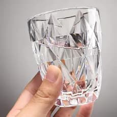Kit 12 Copos Diamond 300ml Vidro Grosso Diamante Luxo Cozinha Mesa Bebidas Premium