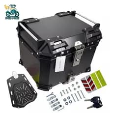 Bau Bauleto Traseira Aluminio 45 Litro + Base Forro Suporte para moto