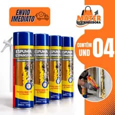 Kit 04 Unidades Espuma Expansiva Poliuretano Vedação Profissional 500ml Etaniz