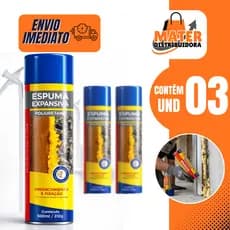 Kit 03 Unidades Espuma Expansiva Poliuretano Vedação Profissional 500ml Etaniz