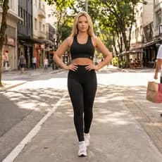 Calça Legging + Short Térmico + Top Reforçado Conjunto Academia Feminino