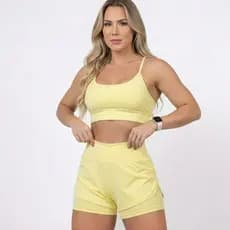 Conjunto Short Duplo 2 em 1 Fitness Academia Treino Zero Transparência Suplex