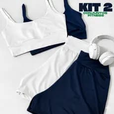 Kit 2 Conjunto Fitness Feminino Short Duplo Academia Treino Cintura Alta