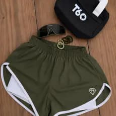 Short Duplo Feminino Fitness Academia Ciclismo Corrida Forro Interno Zero Transparência Suplex