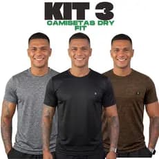 Kit 3 Camisetas Masculina Dryfit Academia Esporte Fitness Dry Fit Treino Poliéster Crossfit